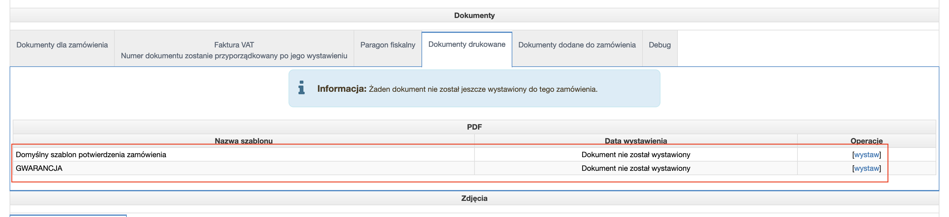 Konfiguracja dokumentów innych niż sprzedaży