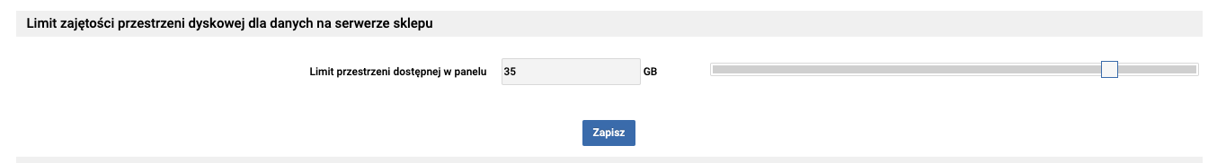Limit przestrzeni dyskowej - suwak