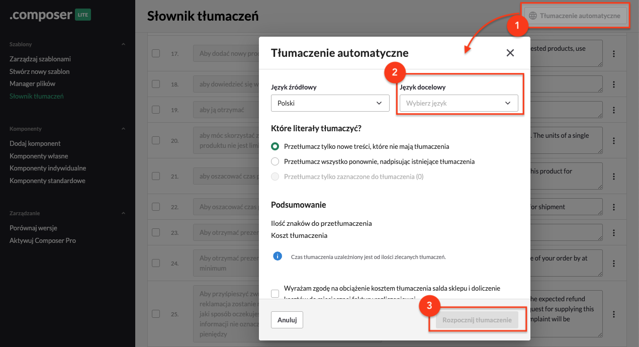 Automatyczne tłumaczenie szablonu