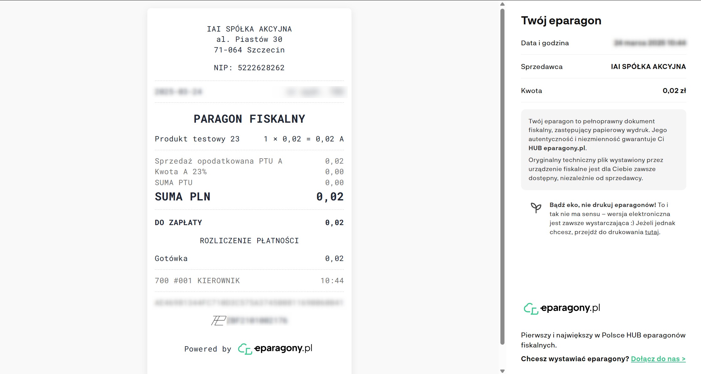Testowy e-paragon