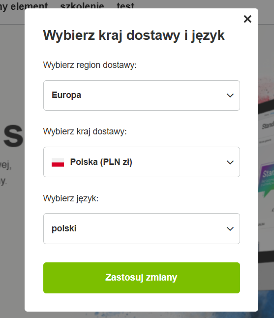 Selektor moduł krajów