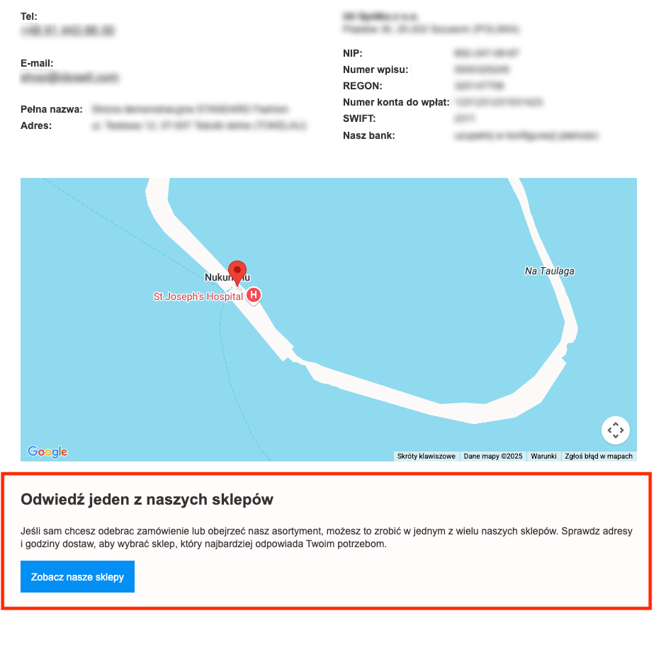 usunięcie sekcji odwiedź jeden z naszych sklepów