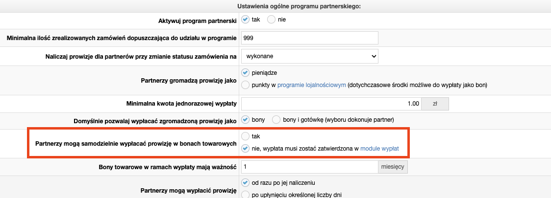 Program Partnerski - wypłaty