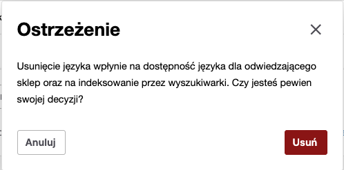 usunięcie języka
