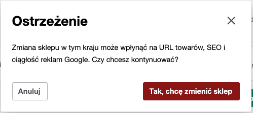 Zmiana sklepu