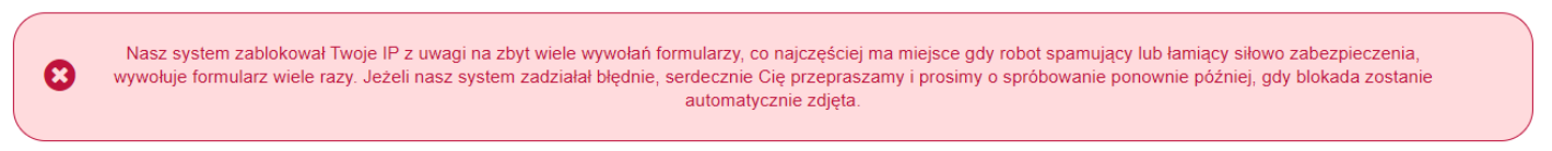Zablokowany adres IP - Formularze
