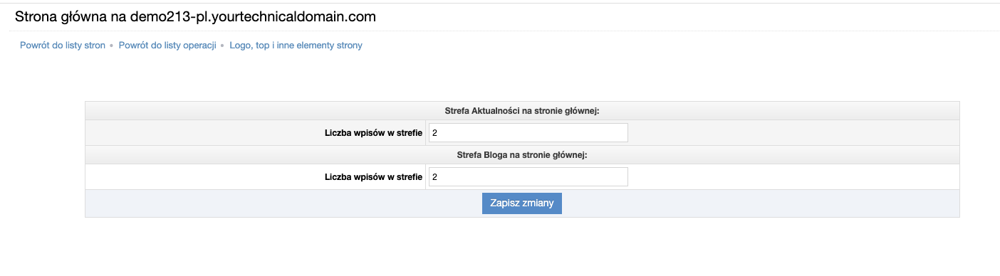 Liczba wpisów blog/aktualnosci - strona główna