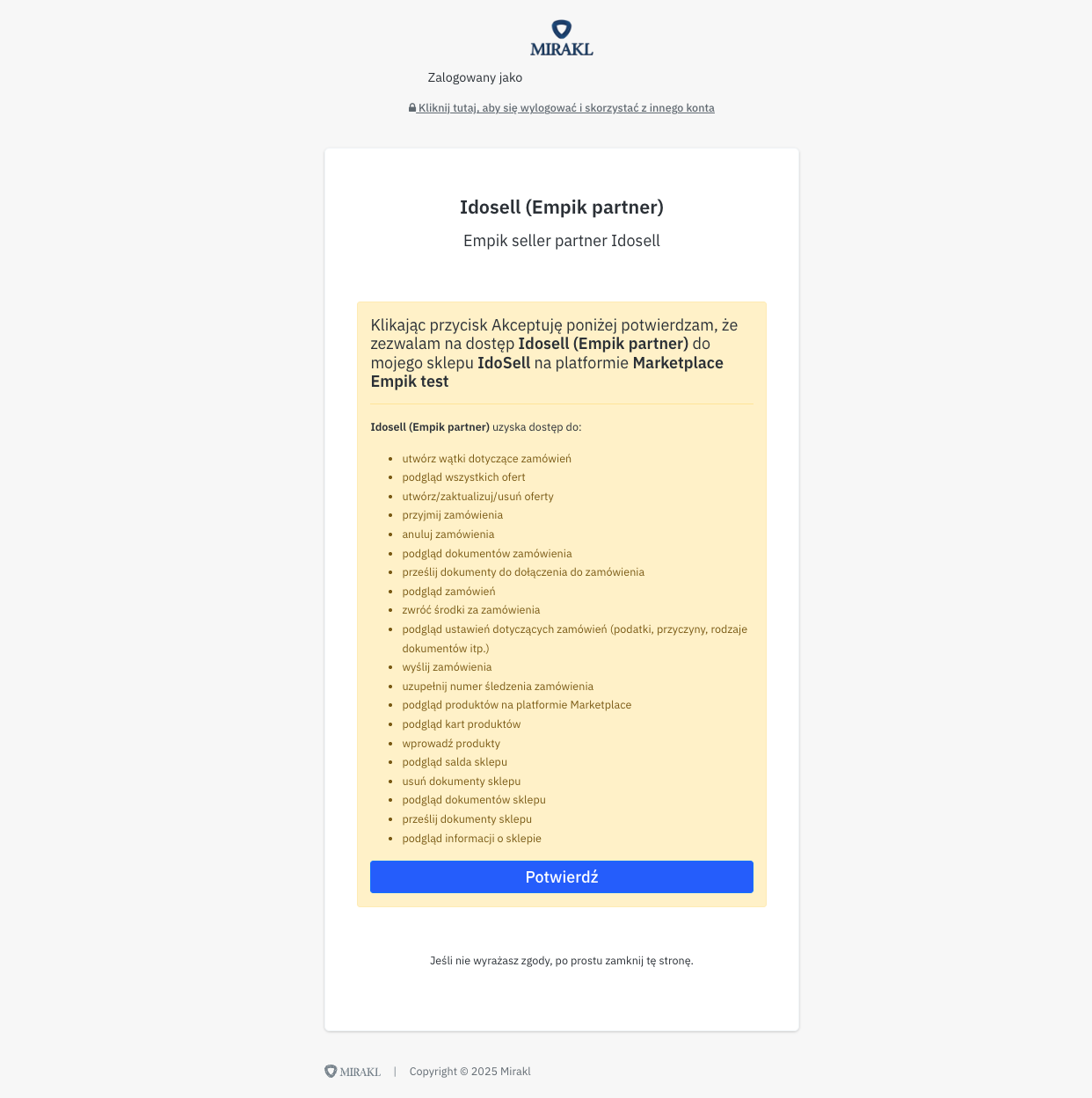 Udzielenie dostępu dla IdoSell w panelu Empik