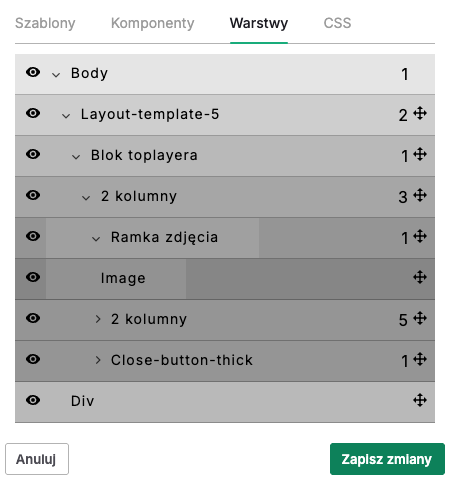 ustawienia warstw toplayerów