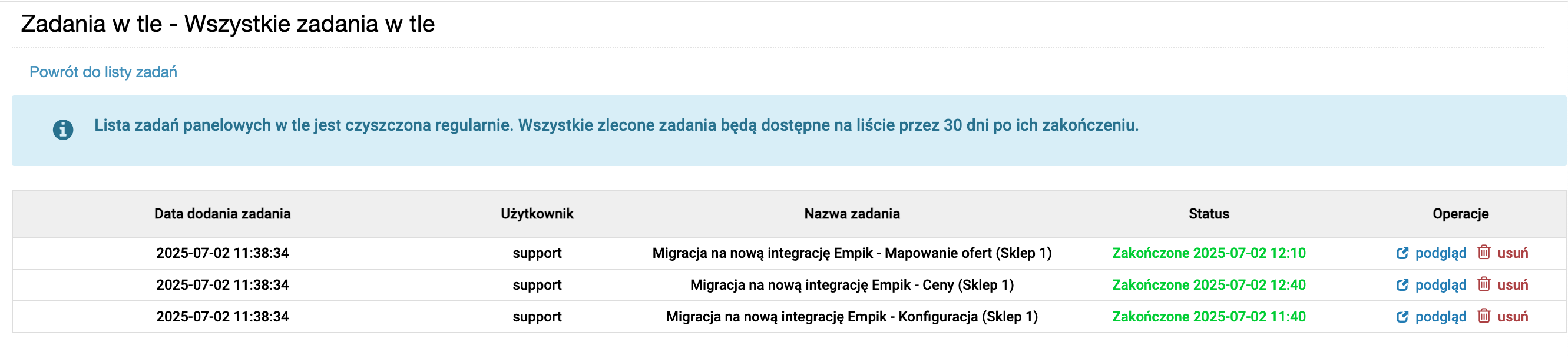 Empik zadania w tle