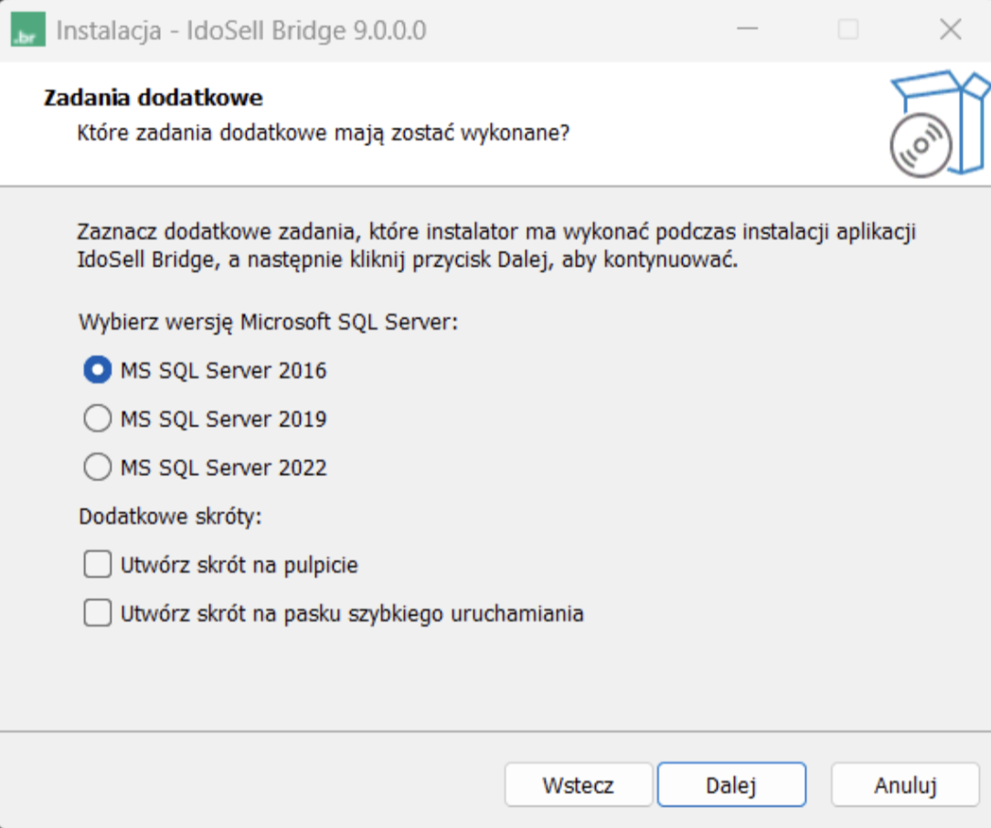 Zadania dodatkowe - wybór wersji SQL Server