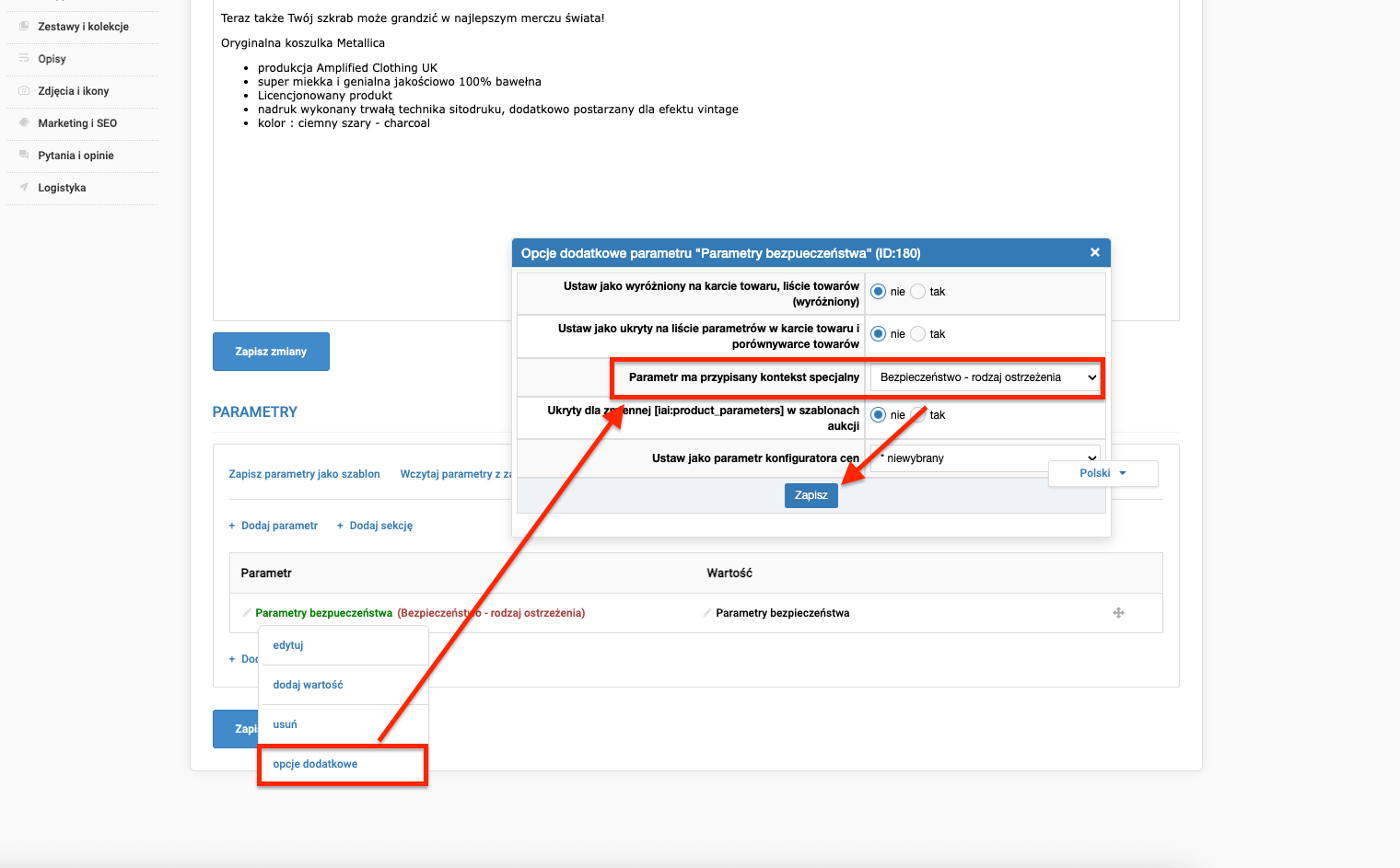 Parametry bezpieczeństwa dla Allegro
