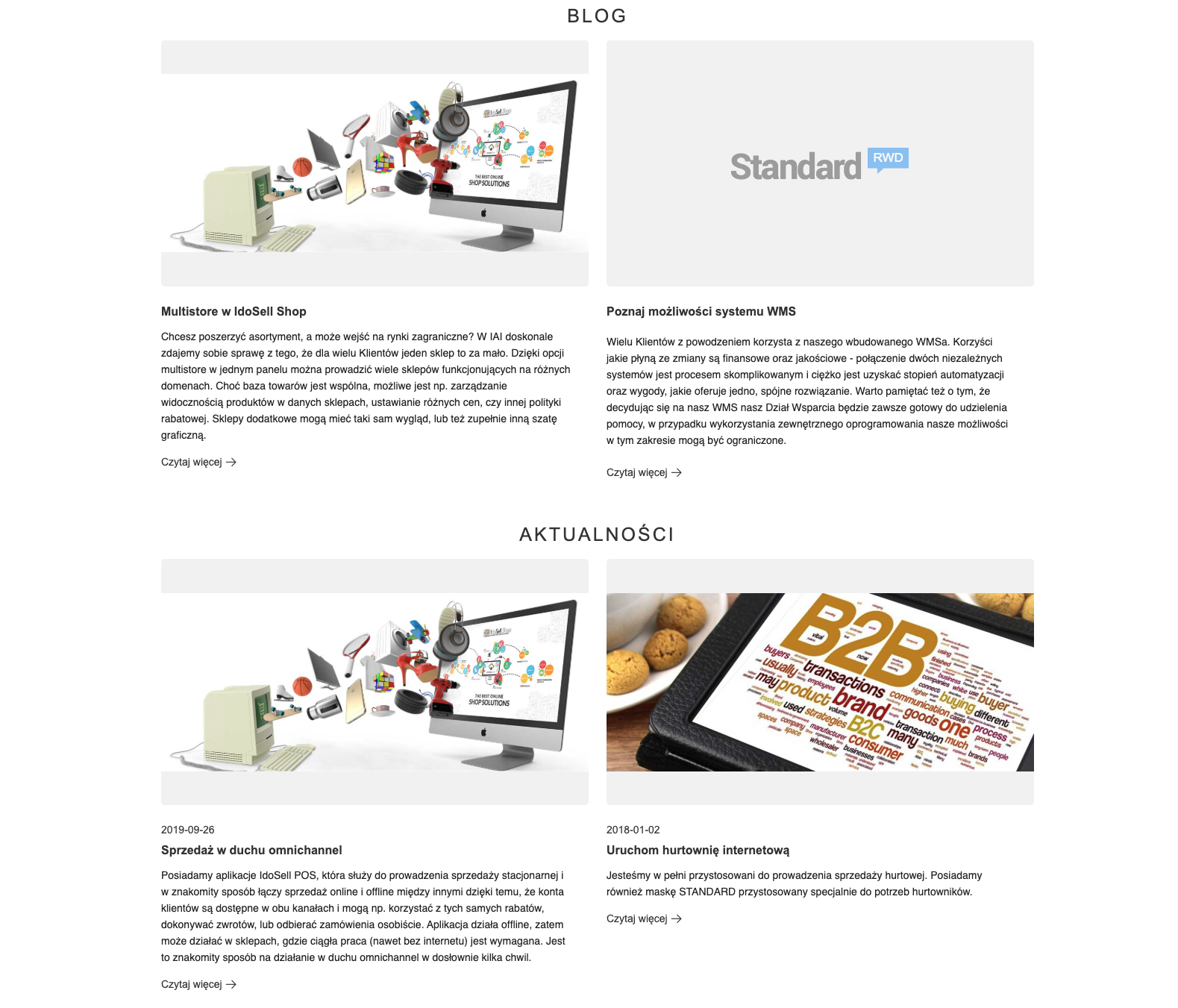 blog i aktualności na stronie głównej