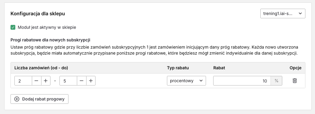 Konfiguracja dla sklepu