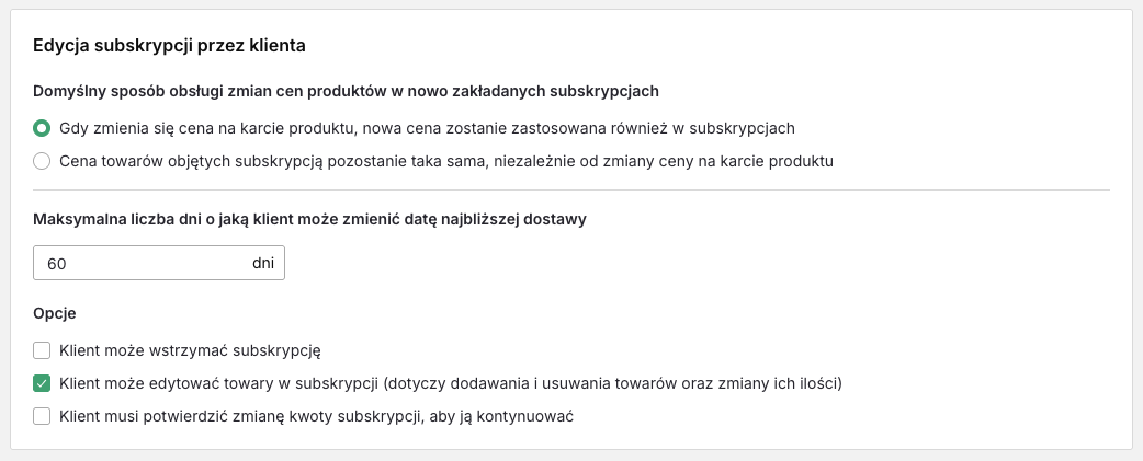 Edycja subskrypcji