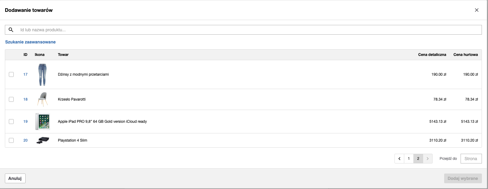 Dodawanie towaru do promocji