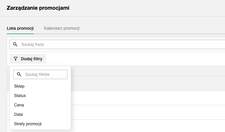 Filtry kampanii promocyjnych