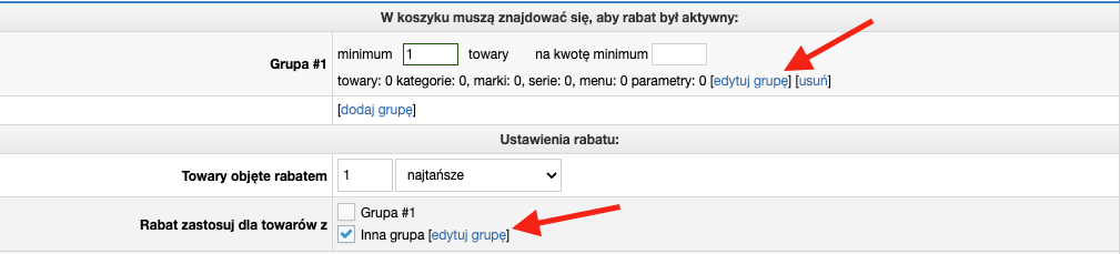 Towary gratisowe w koszyku