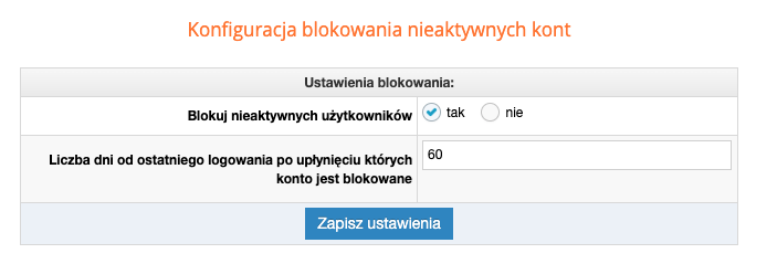 Konfiguracja blokowania nieaktywnych kont