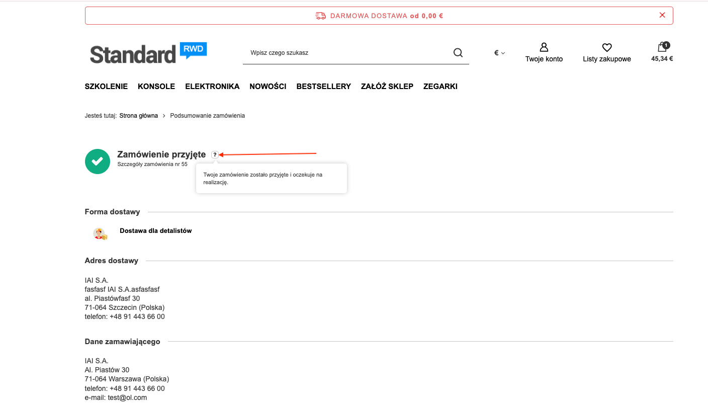 Opisy stanów realizacji zamówienia i płatności