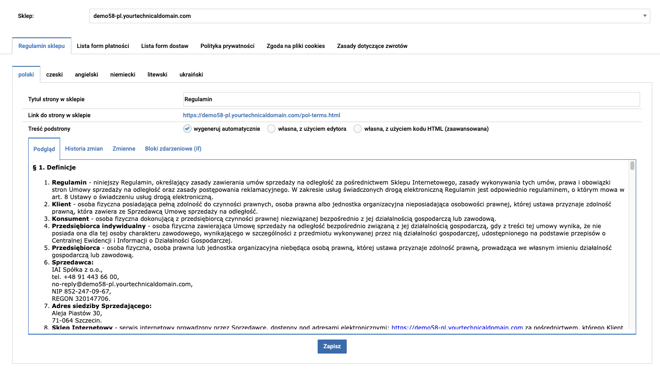 Regulamin sklepu