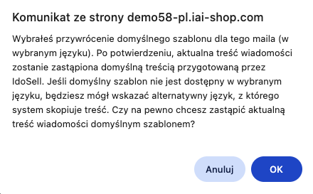 Przywrócenie domyślnego szablonu