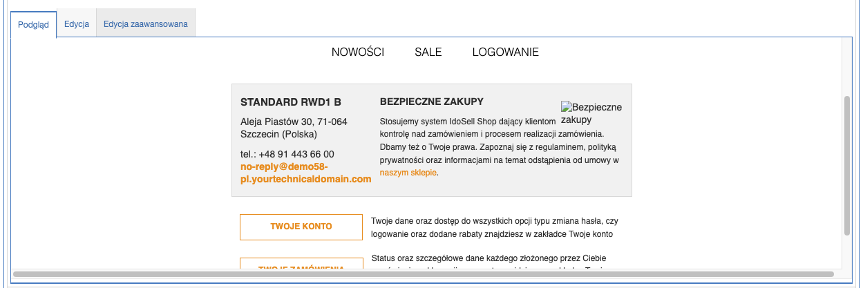 Opcje edycji wiadomości transakcyjnej