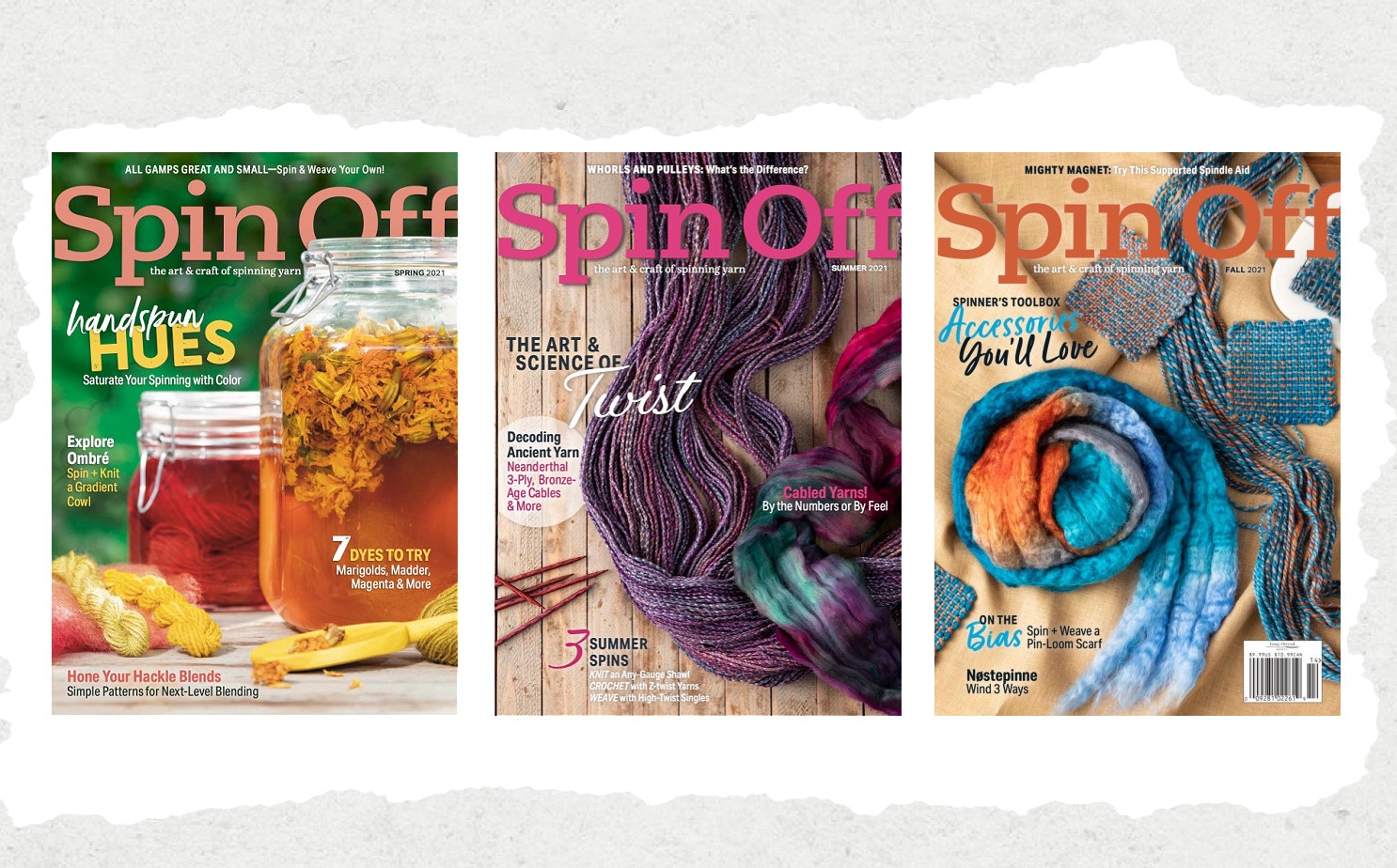Spin Off Magazine Covers with Spring 2021, Summer 2021, and Fall 2021 shown
