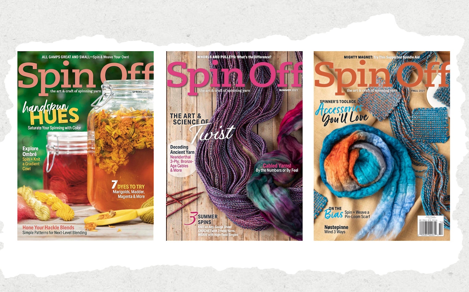 Spin Off Magazine Covers with Spring 2021, Summer 2021, and Fall 2021 shown