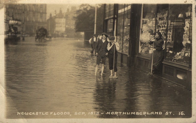 Boys in Newcastle flood