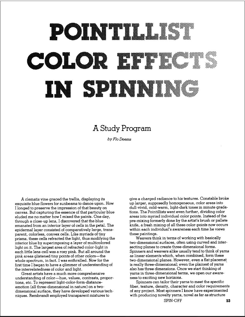 Pointillist Color Effects in Spinning Image