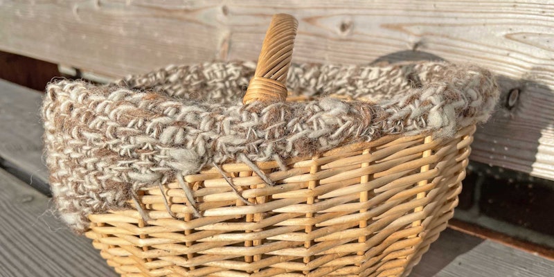 Basket repair worked with handspun yarns. Courtesy of A. Sabine Schröder-Gravendyck