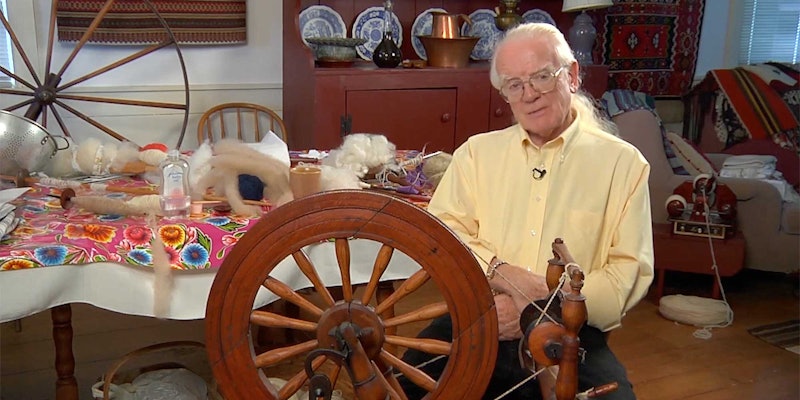 Norman credits the book, Your Handspinning by Elsie G. Davenport (1953), for teaching him “to start spinning and counting.” Photos from From Wool to Waulking by Long Thread Media unless otherwise noted