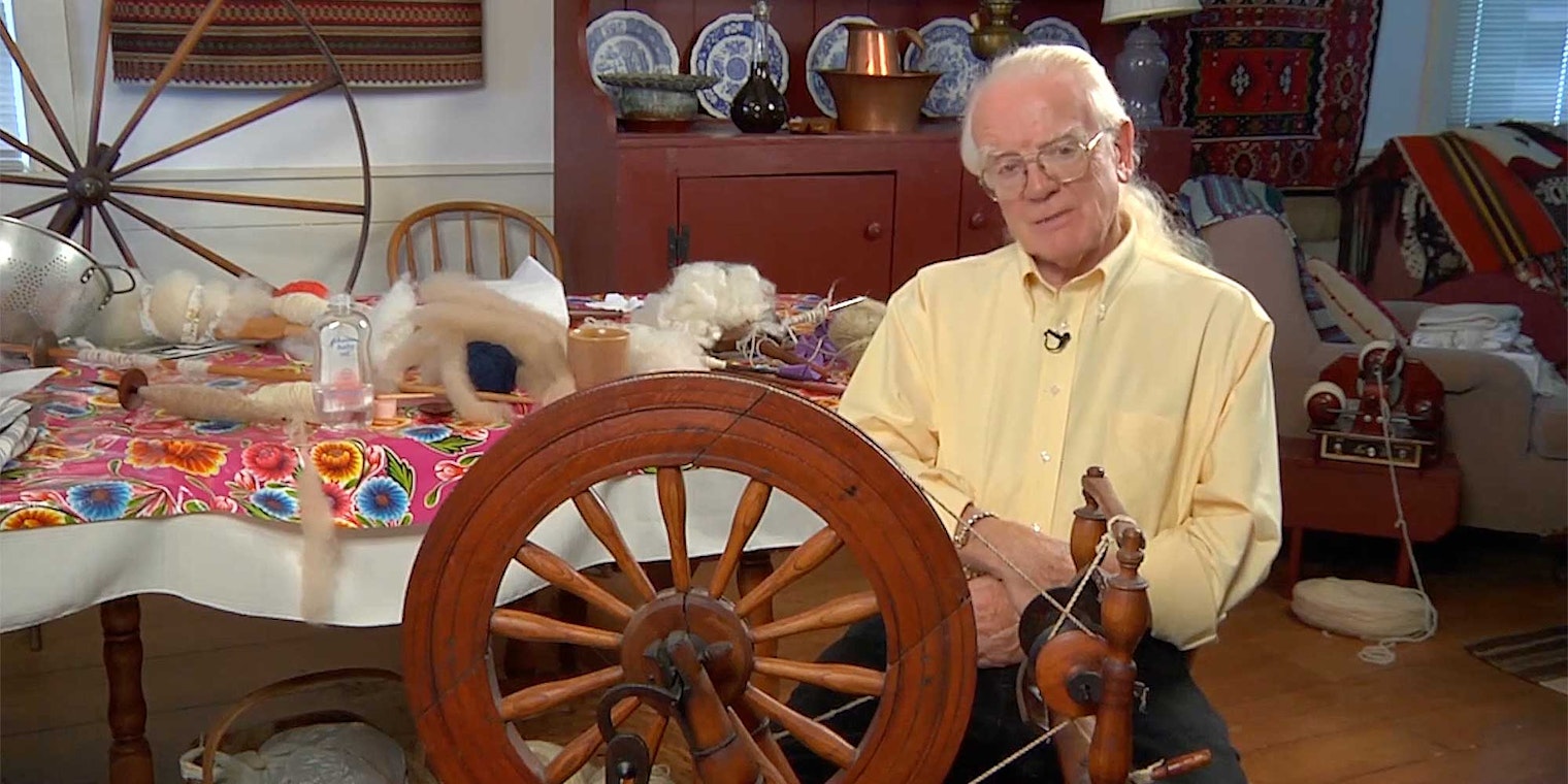 Norman credits the book, Your Handspinning by Elsie G. Davenport (1953), for teaching him “to start spinning and counting.” Photos from From Wool to Waulking by Long Thread Media unless otherwise noted