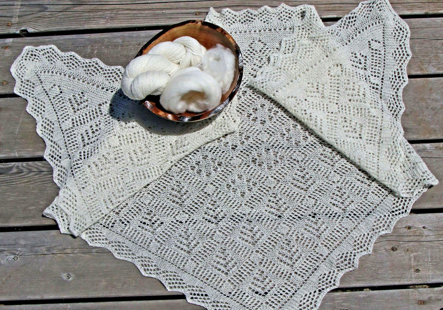 Margo Siebenmorgen spun and knit the “Exclusive Orenburg Shawl” designed by Galina Khmeleva. Photo by Margo Siebenmorgen