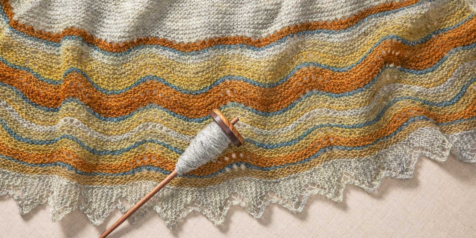 Natural color: Light gray Shetland handspun overdyed with onion skins and indigo. Photos by Matt Graves unless otherwise noted