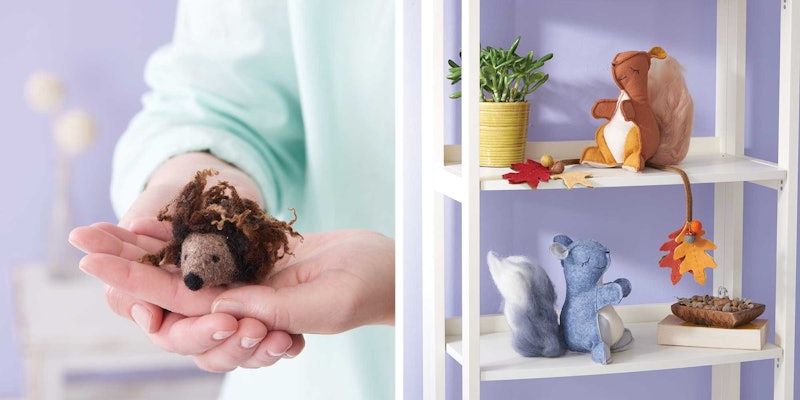 Fall is the perfect time to try a new craft, like these easy needlefelted hedgehogs or cute squirrels—sewn by hand or machine—with a needlefelted tail. Photos by Joe Coca