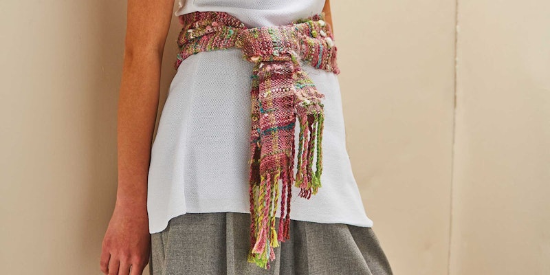 Leftover balls of handspun yarn are the perfect medium for freeform weaving on a rigid-heddle loom. Photos by George Boe