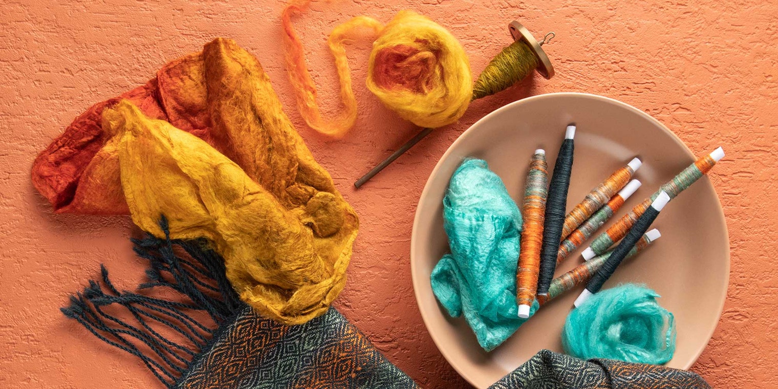 woven scarf with silk hankies