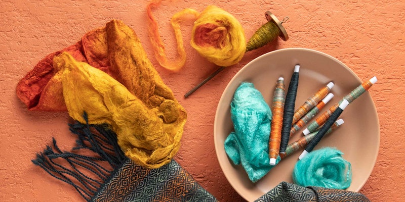 woven scarf with silk hankies