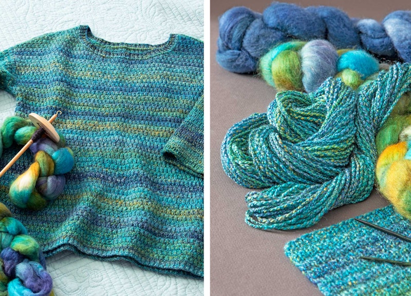 knitted turquoise sweater