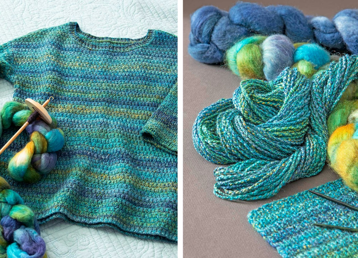 knitted turquoise sweater