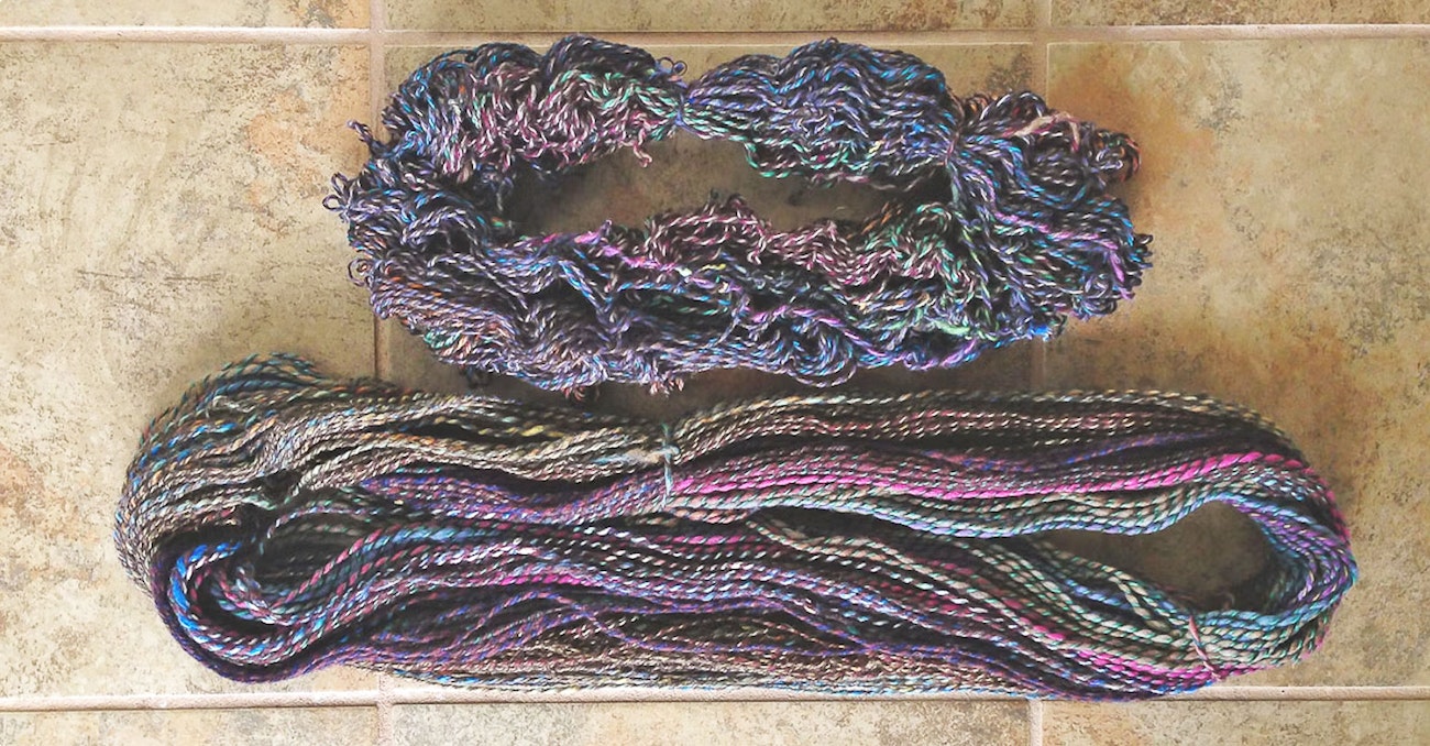 skeins of multi-colored yarn