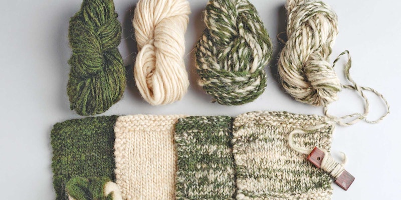 green and white speckled yarns