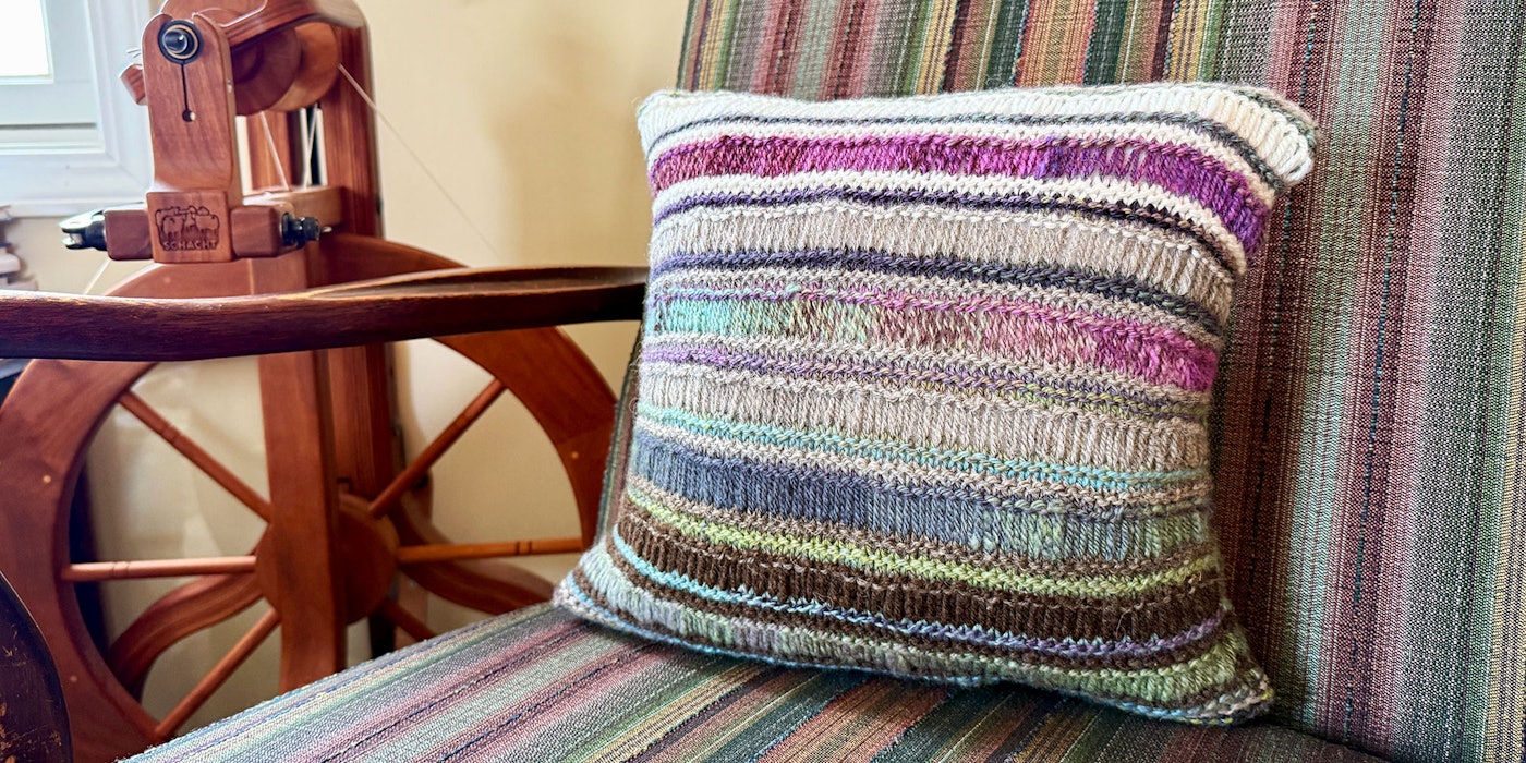 striped knitted pillow