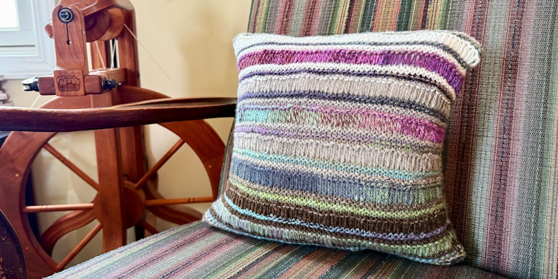 striped knitted pillow