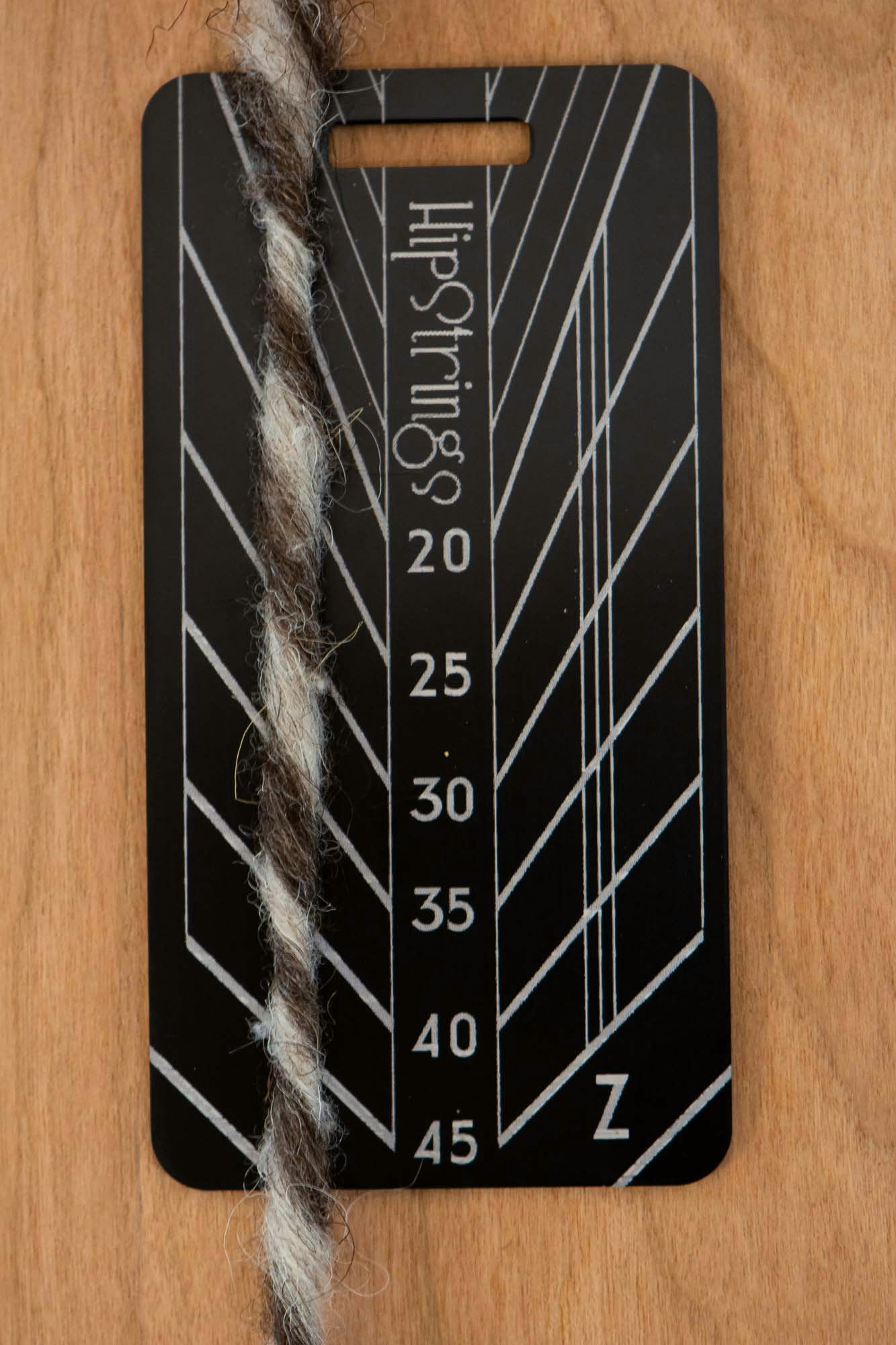 This yarn is measuring 35 degrees in the S direction.