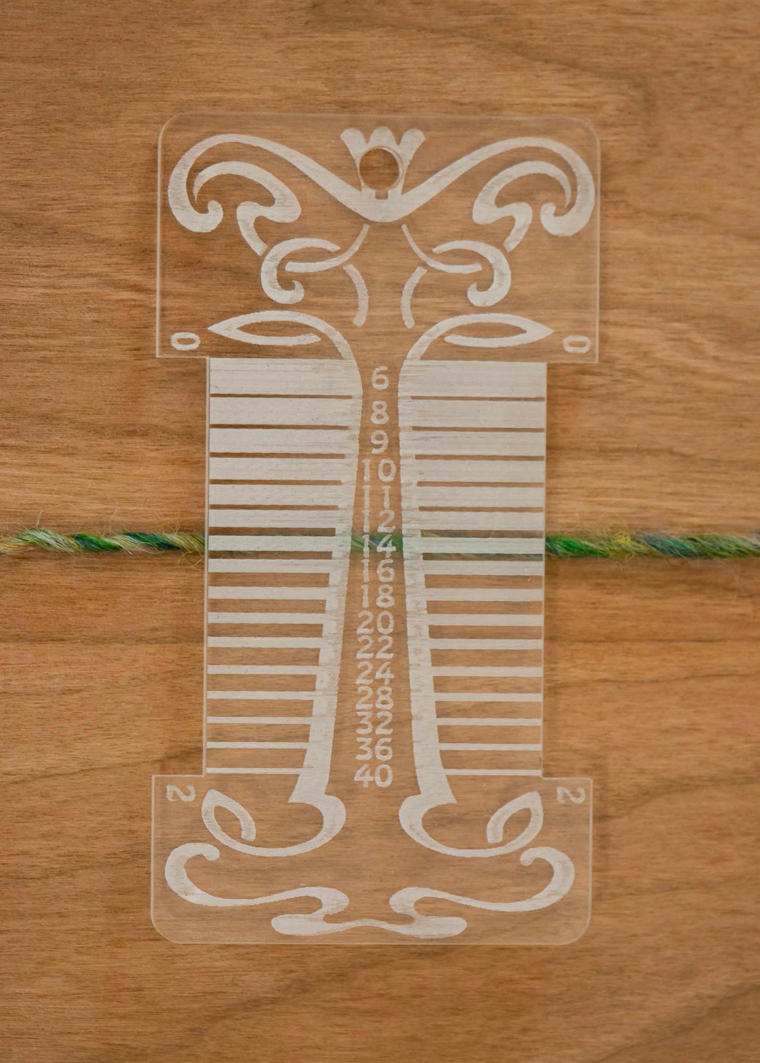 A clear wpi tool allows you to view your yarn from either side of the tool.