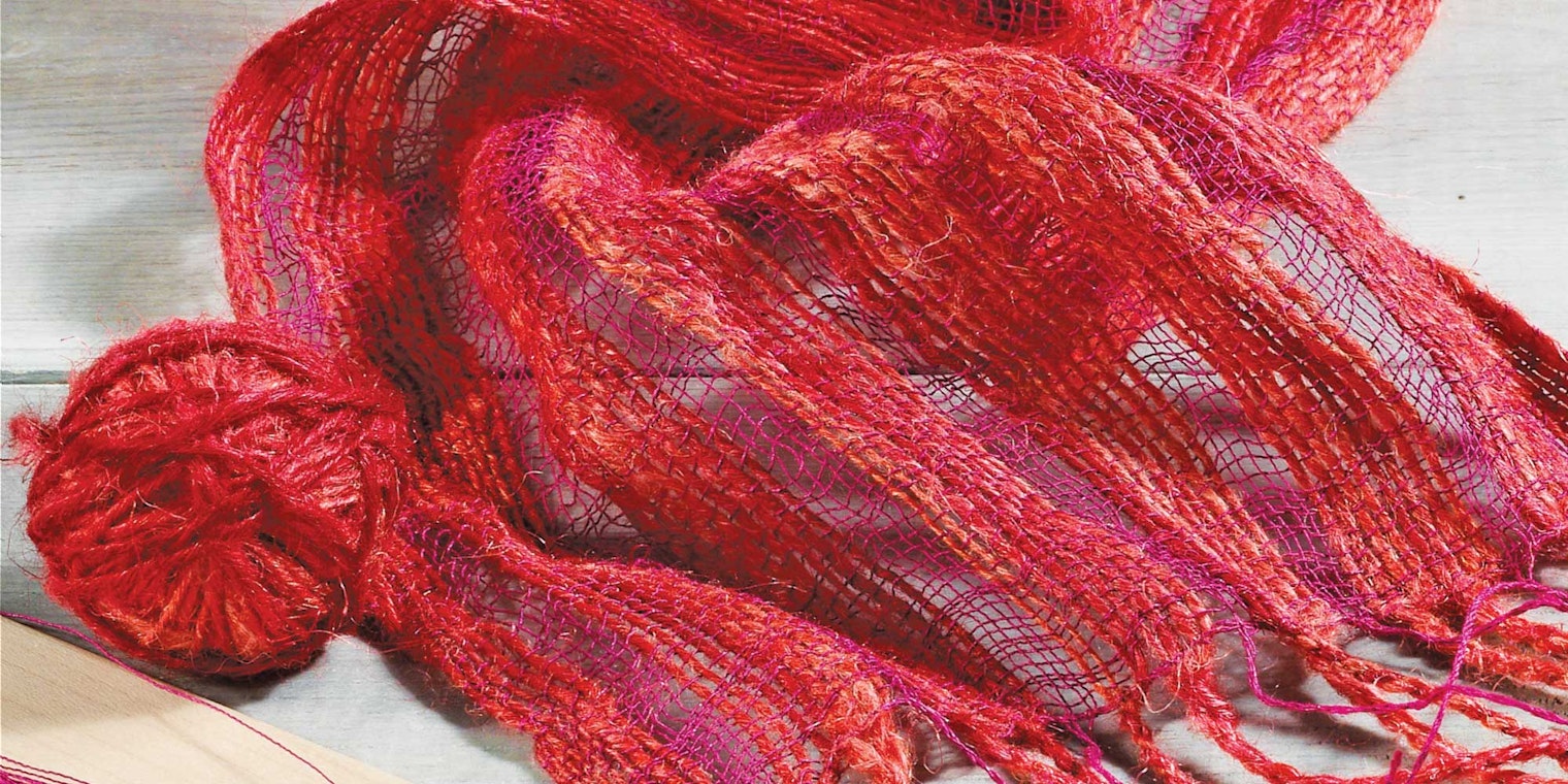red woven scarf