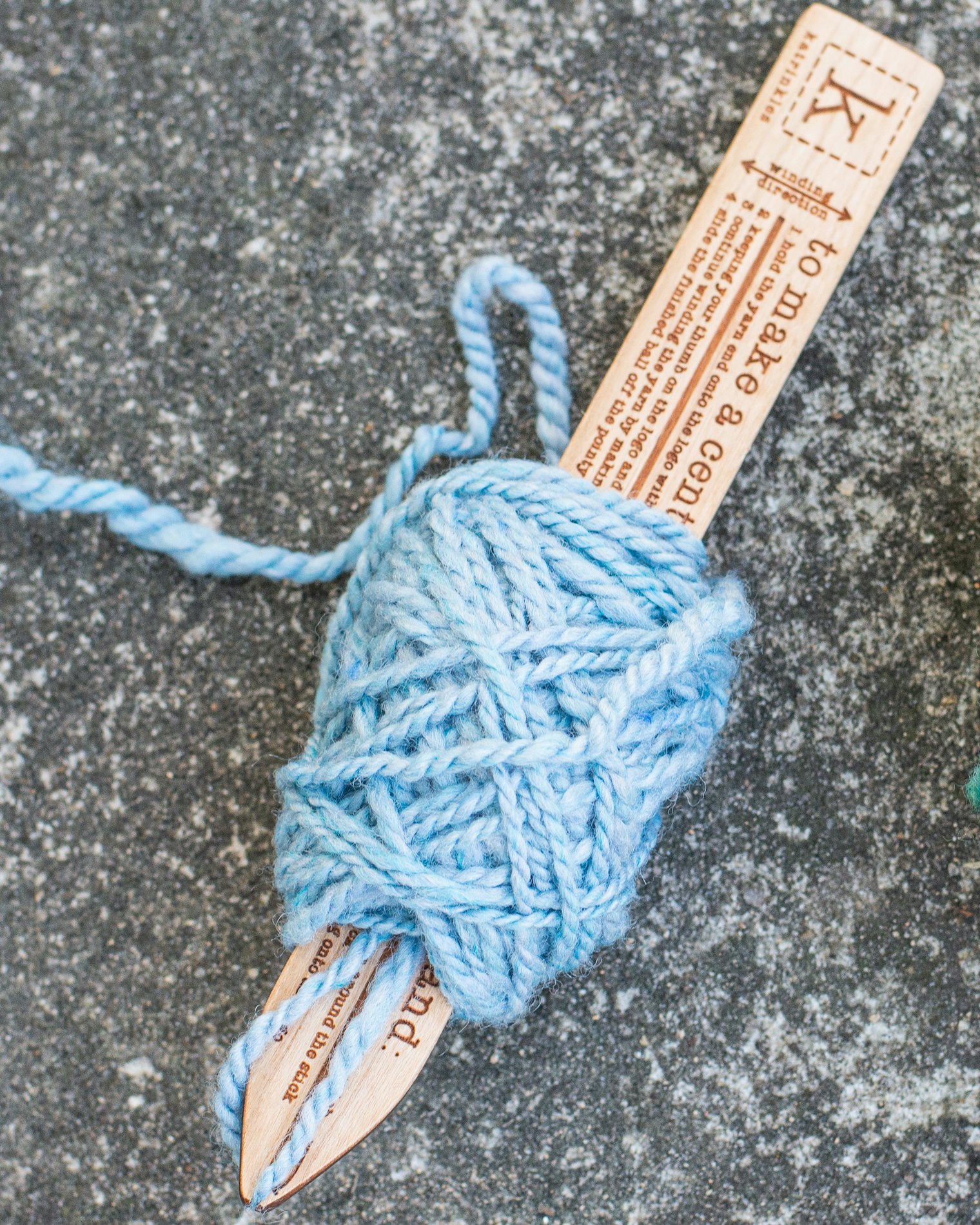 Inexpensive winding options for storing yarn, like this Katrinkles Center Pull Yarn Ball Winding Tool, are portable and don’t require any electricity.